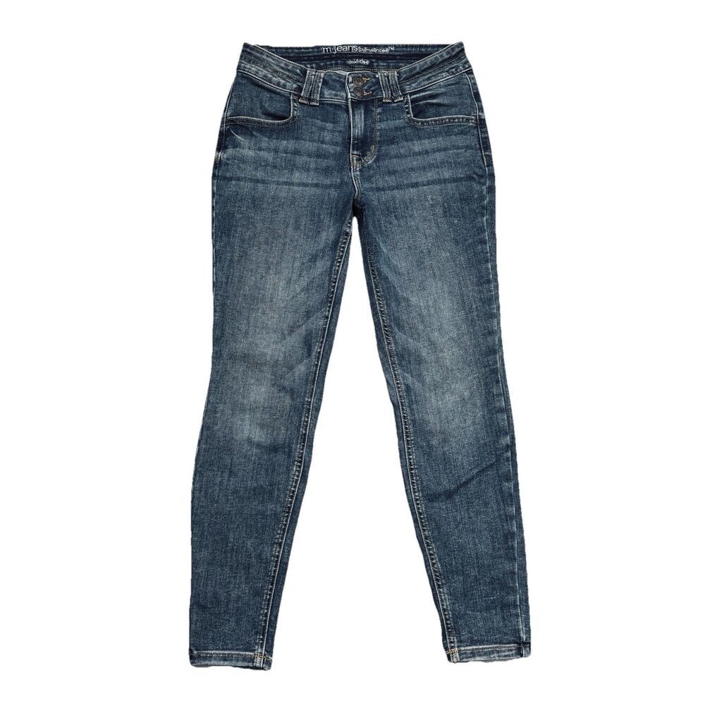 Maurices M Jeans Mid Rise Skinny S Short (27x26) Blue Denim Super Stretch Womens